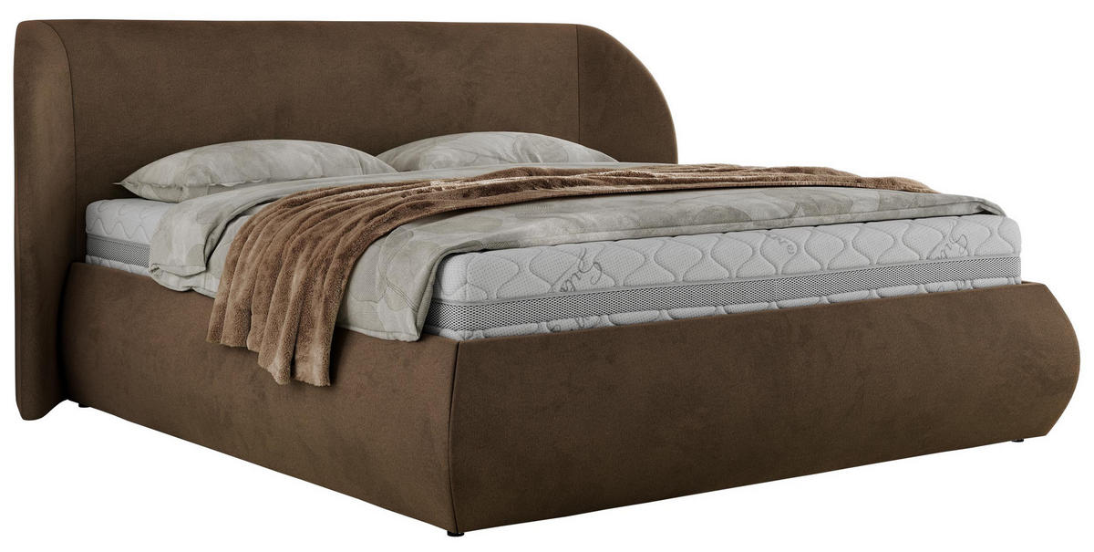 POLSTERBETT CAELA CLASSIC 180/200 - Braun Velvet - Pocket-Matratze - Braun, Textil (180/200cm) - MKS