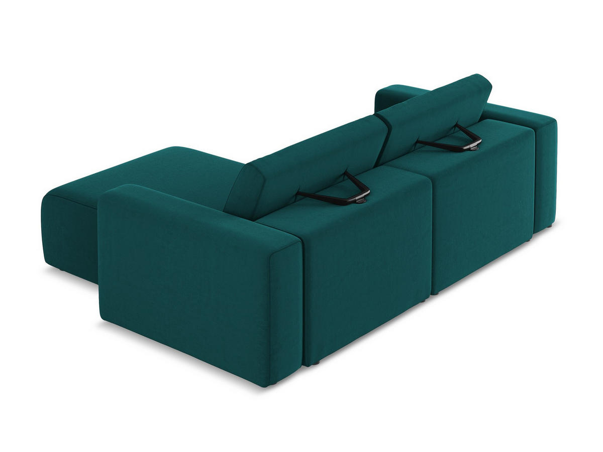 ECKSOFA Rechts Samt Stoff Blau - Blau/Petrol, Kunststoff/Textil (224/167cm) - Makamii