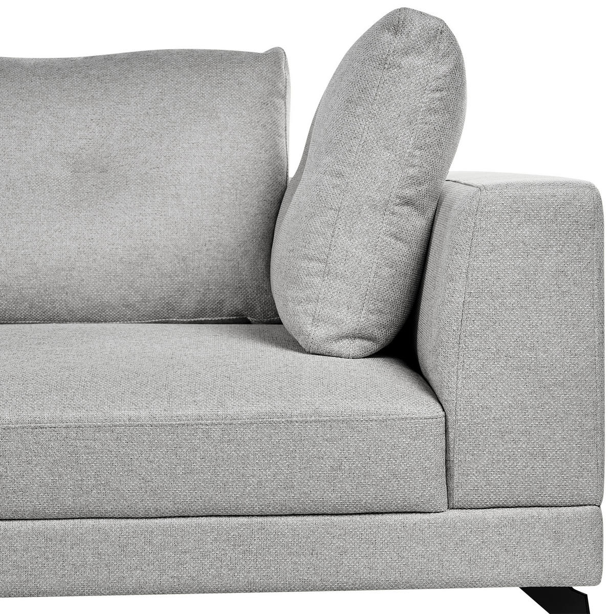 ROHOVÁ POHOVKA 3-místná Umělý len Šedá pravostranná Yuri - šedá, textil (262/151cm) - Beliani