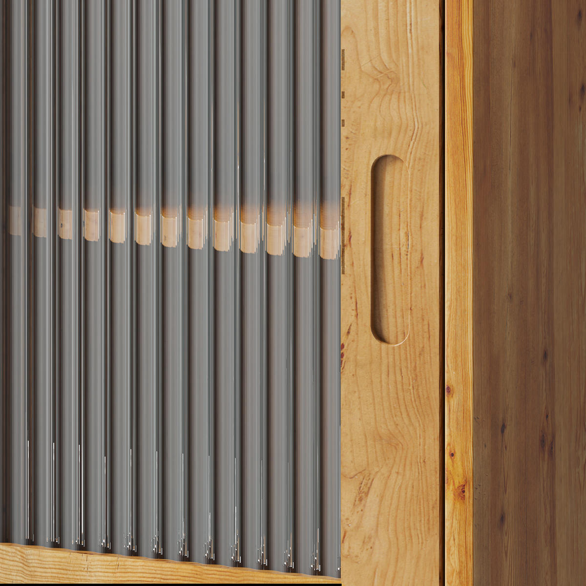 HÄNGESCHRANK 90/20/60 cm natur aus Massivholz und Glas mit Schiebetüren - Naturfarben, Glas (90/60/20cm) - OKWISH