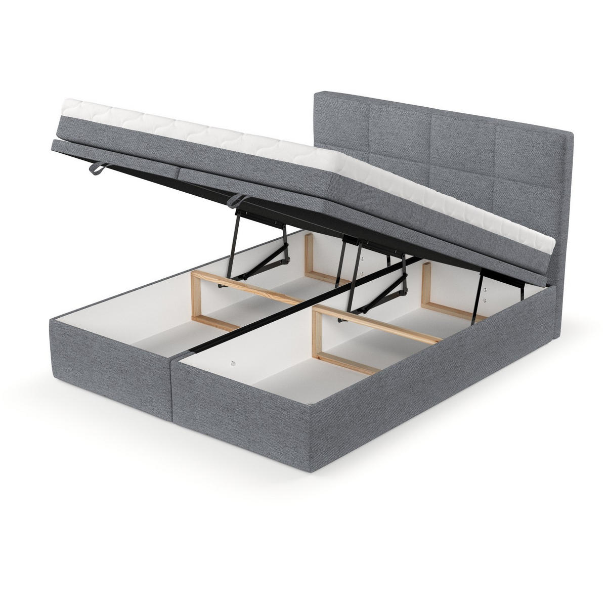 BOXBETT Tessa 180/200 cm Grau im Neve Stoff - Schwarz/Grau, Holz/Holzwerkstoff (180/200cm) - AltaBeds