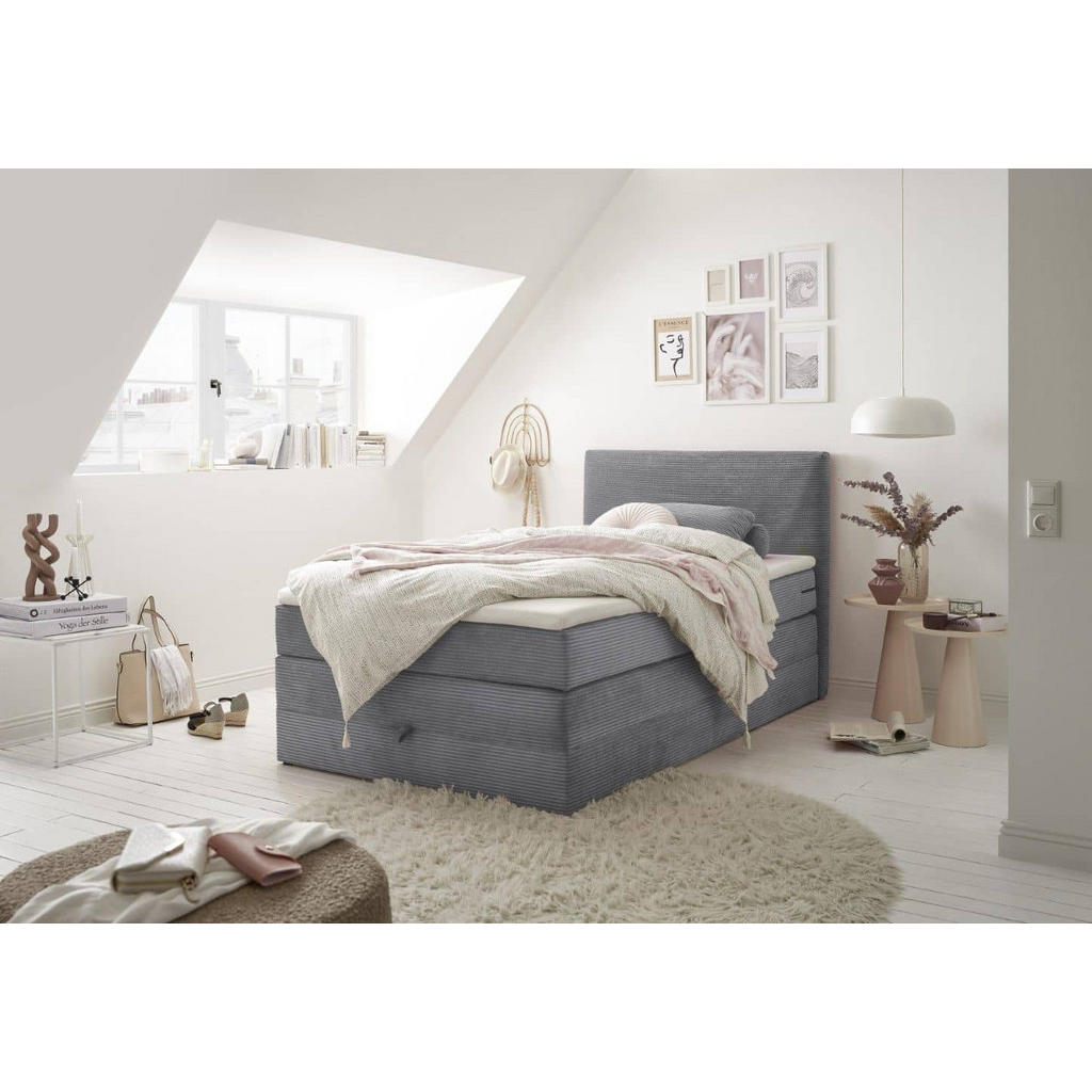 Thumbnail - ed exciting design Boxspringbett, Anthrazit, Textil, Uni, H2, 7-Zonen, Rechteckig, 120x200 cm, Schlafzimmer, Betten, Box...