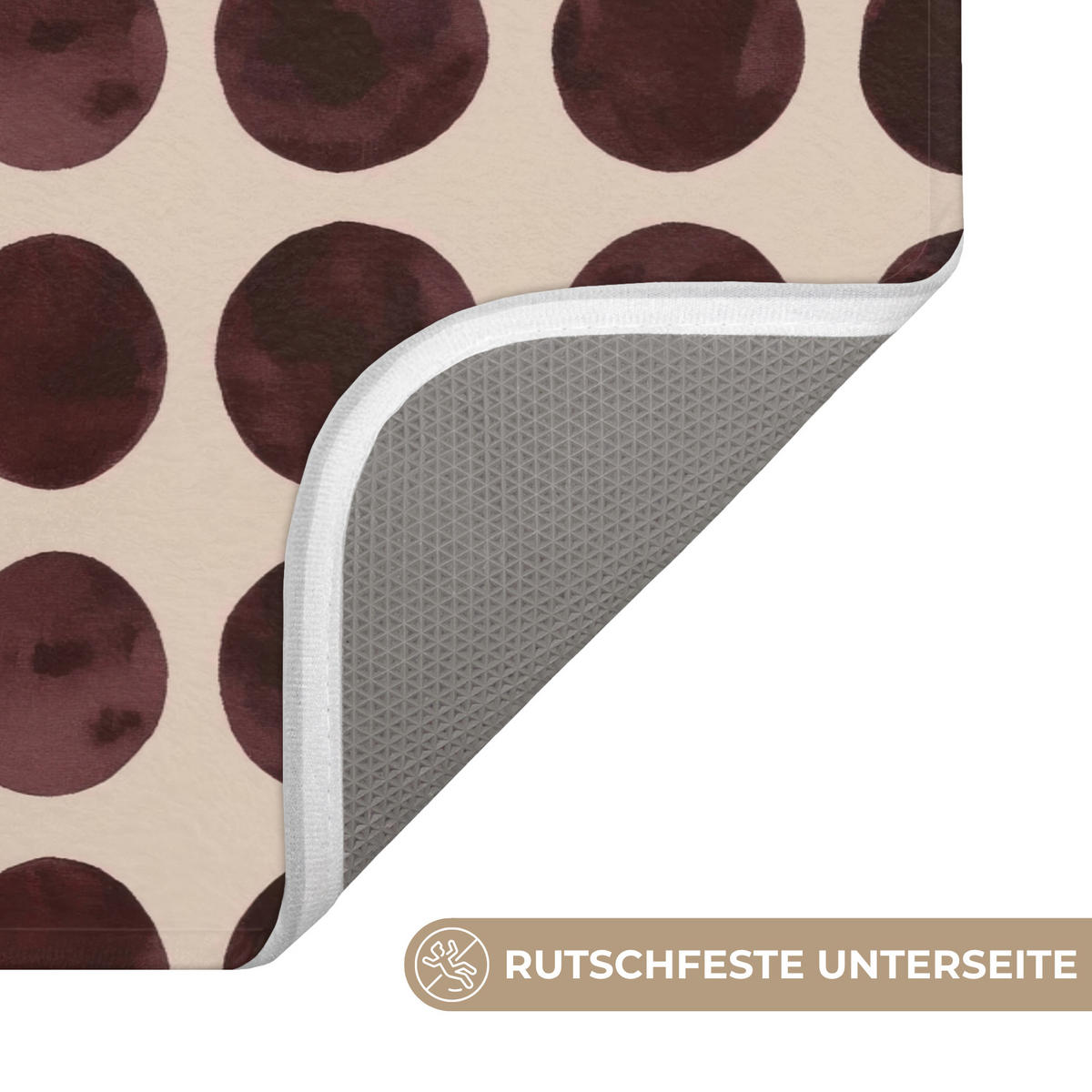 KOUPELNOVÁ PŘEDLOŽKA Puntíky - Vzor - Hnědý 80x50 cm - bordeaux, textil/plast (80/50cm)