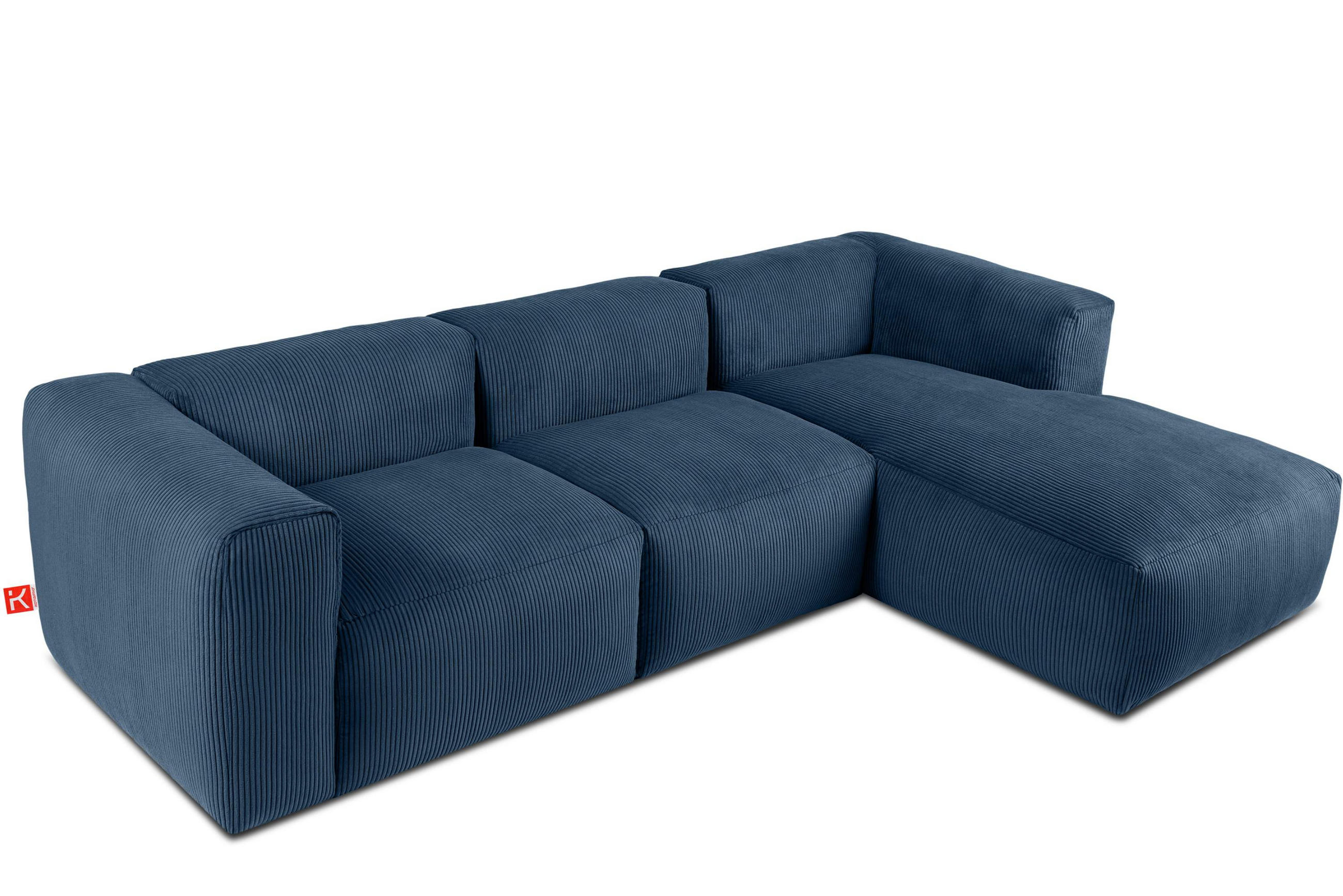 ECKMODULSOFA-RECHTS BUFFO mit extrem weicher und bequemer Sitzfläche, Kordstoff, marineblau - Blau/Grün, Textil (297/180cm) - KONSIMO®