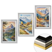 WANDBILDER 3er Set - 40x60 cm Silberner Rahmen - Berglandschaft mit einem Fluss - Silberfarben, Kunststoff (40/60cm) - ArtPrintCave