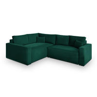 ROHOVÁ SEDAČKA ERONIS tmavě zelená - šedá/tmavě zelená, dřevo/textil (265/194cm) - MASSENO