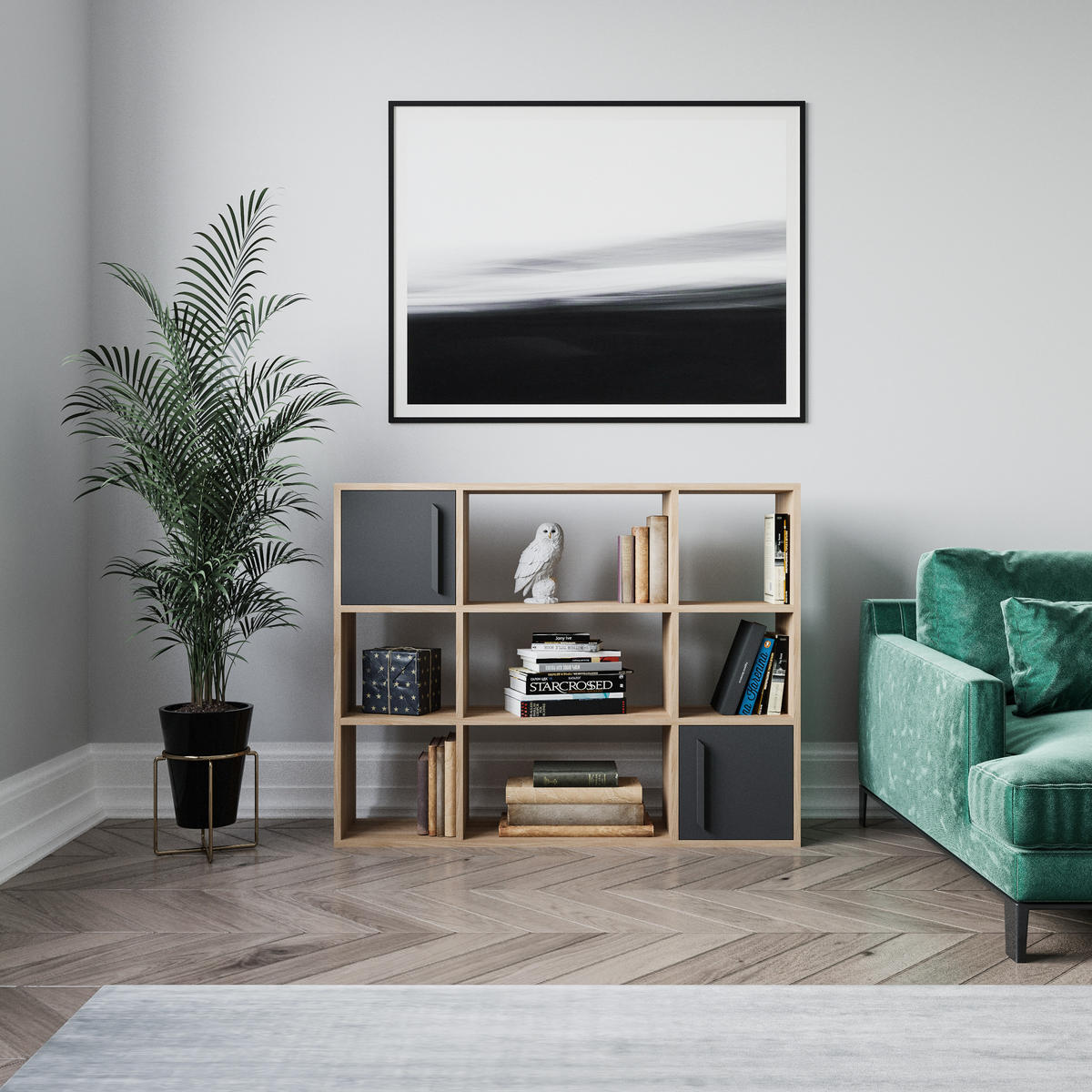 BÜCHERREGAL Randall Eiche Anthrazit - Eichefarben/Grau, Holzwerkstoff (25.4/94/120cm) - Decorotika