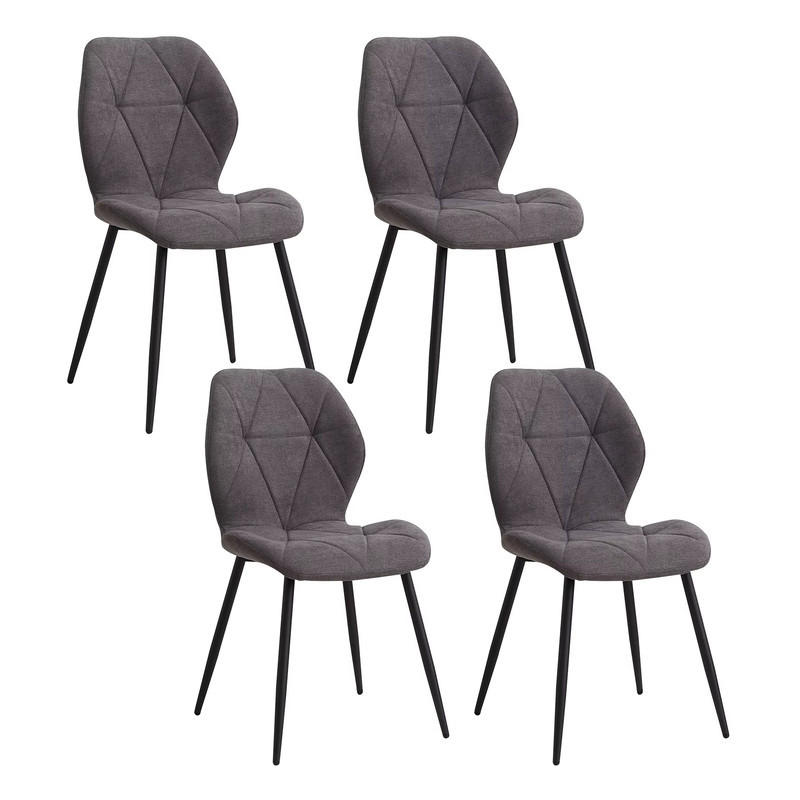 STUHL-SET 4 Stück in Leinenstoff Weich Bequem Dunkelgrau - Dunkelgrau, Textil (41/40/48cm)