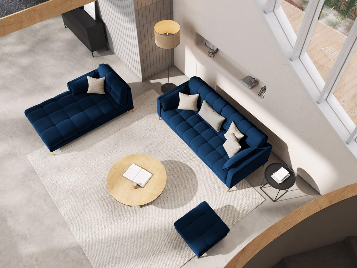 POUF Mamaia aus Samt königsblau - Blau, Textil (60/41/60cm) - Micadoni