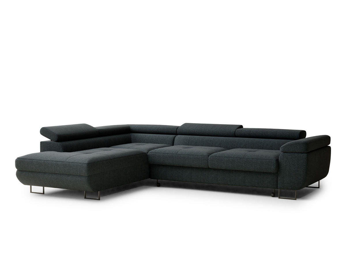 ECKSOFA Concord Türkis Webstoff - Links Seite - Türkis/Schwarz, Holz/Holzwerkstoff (203/277cm) - Maison de Reve