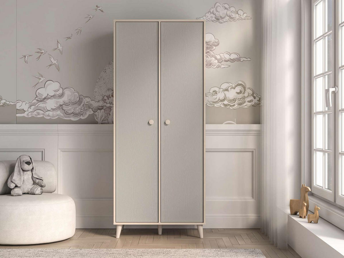 KLEIDERSCHRANK – 80 cm – Mevel – Grau - Grau, Holzwerkstoff (80/190/51cm) - hi-markt