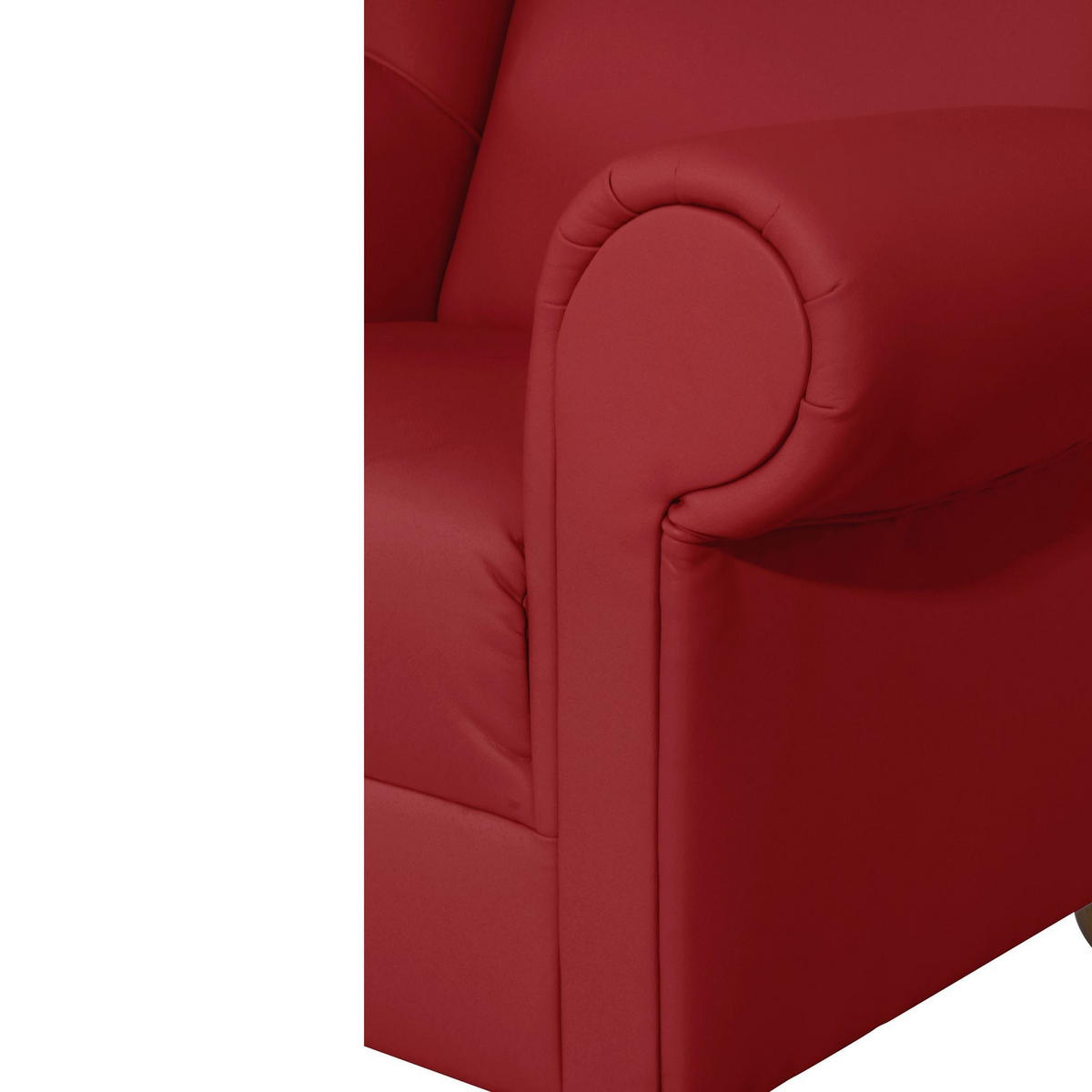 OHRENBACKENSESSEL Kasha Bezug Kunstleder Buche natur / chilli - Rot/Buchefarben, Kunststoff (93/103/87cm) - 58aufmkessel