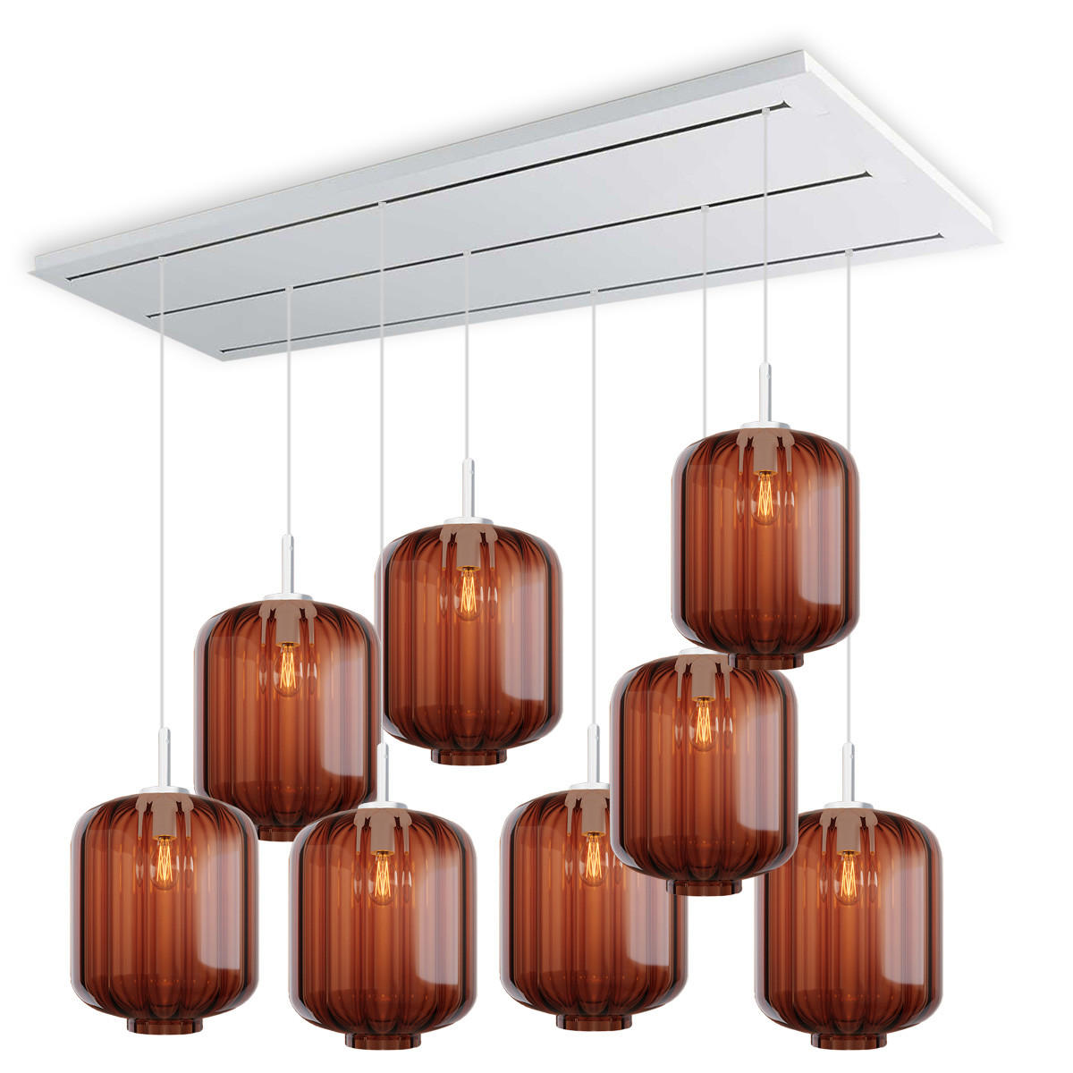 HÄNGELEUCHTE Velo 8-flammig Braun Ø 25cm - Braun/Weiß, Glas (25/25/27cm) - s.luce