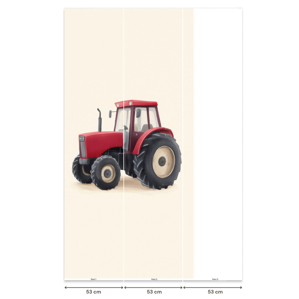 KINDERTAPETE - Traktor - Minimalistisch - Illustration - Rot - 120x260 cm - Rot, Papier (120/260cm) - OnlyWow