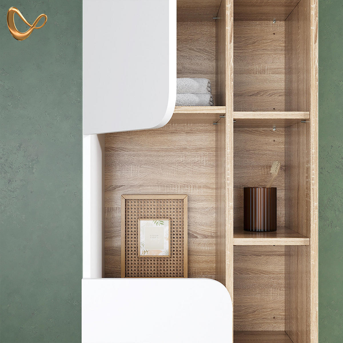 KOMPLET KOPALNIŠKEGA POHIŠTVA Marano, Sonoma/Bela, 3-delni - bela/hrast sonoma, leseni material (80/65/35cm) - Livinity®