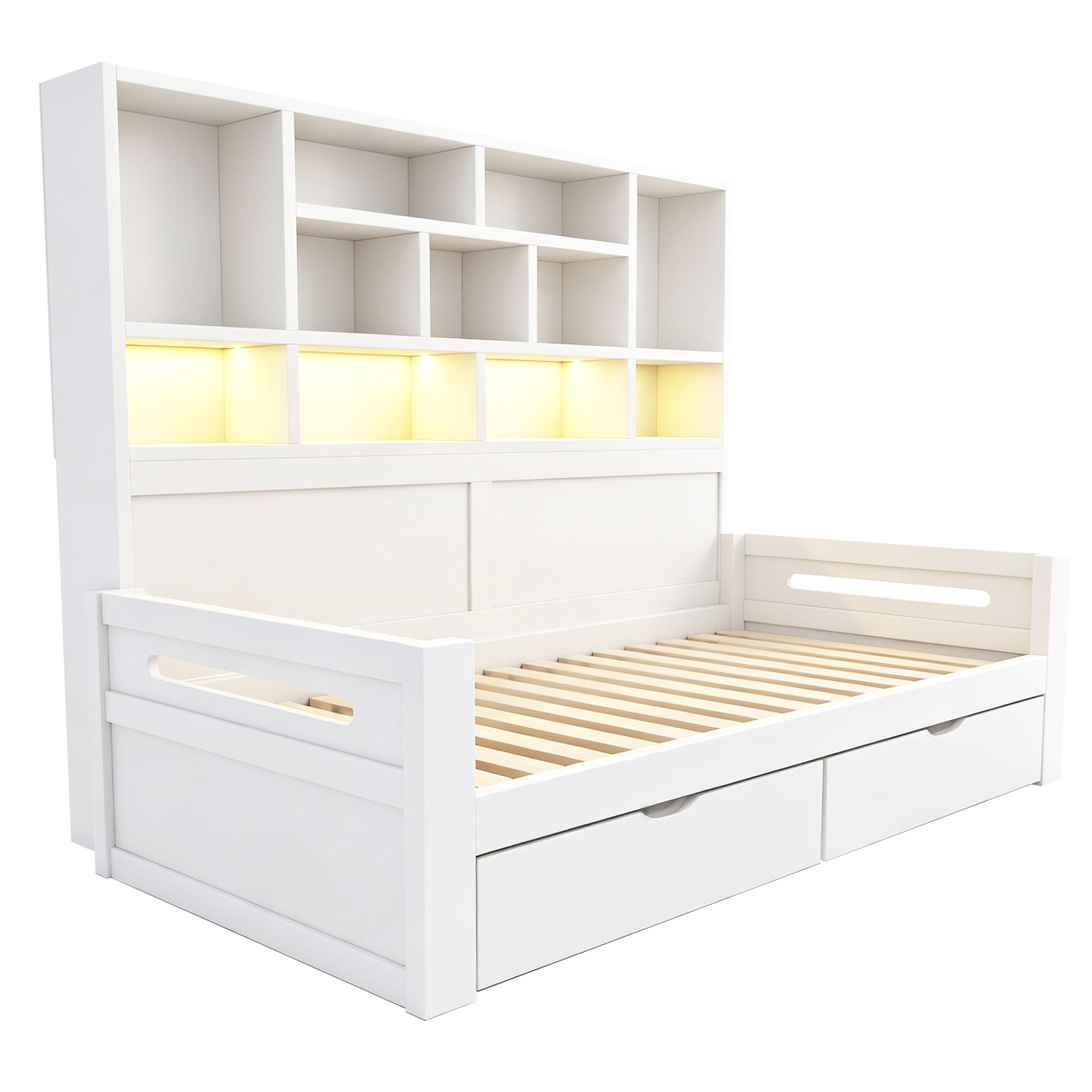 ComfortXL Stauraumbett Weiß 90x200 cm