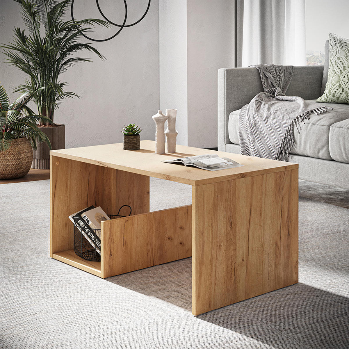 COUCHTISCH Lonar Goldkraft Eiche 80 x 46.6 cm - Honigeiche, Holzwerkstoff (46.6/80/40cm) - Vicco