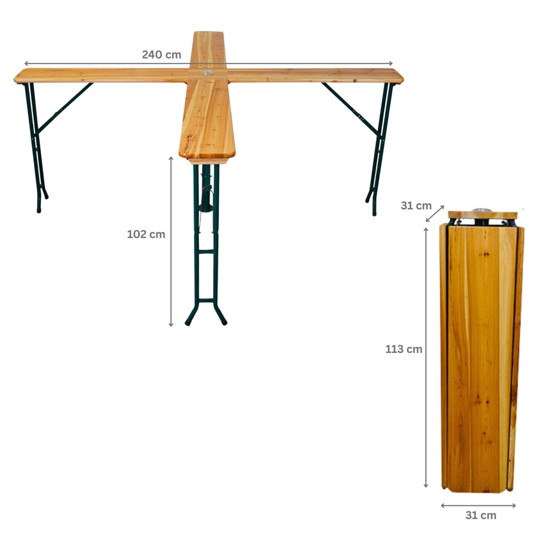 BIERZELTTISCH XXL klappbar 102x240x30cm Holz für 20 Personen - Hellbraun, Holz - CHEFGASTRO