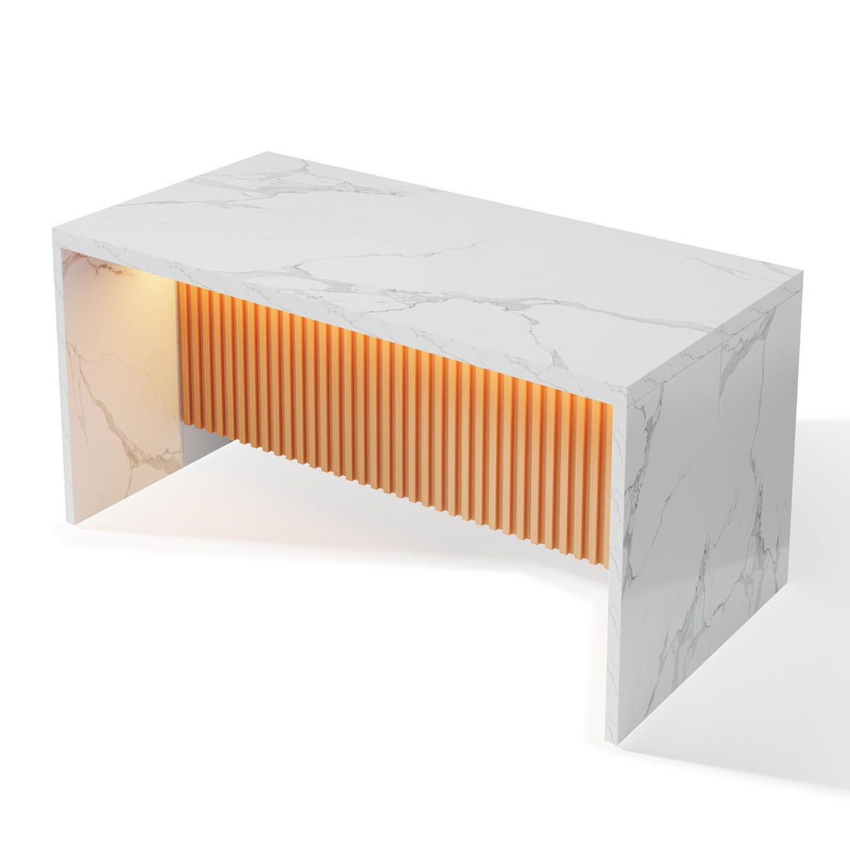 KÜCHENINSEL 155/80/90 cm Weiß mit LED-Leuchten, 2 Steckdosen und 2 USB-Anschlüsse - Weiß, Holz/Holzwerkstoff (80/90/155cm) - Oxeza