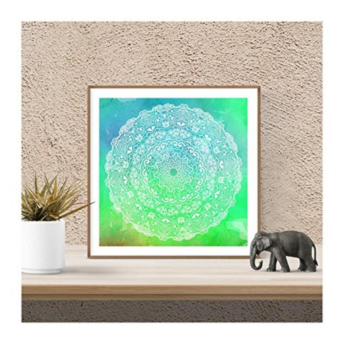 POSTER Set mit 4 Mandalas Schaffung 20x20cm Schwarzer Rahmen - Schwarz, Papier (20/3cm) - Nacnic