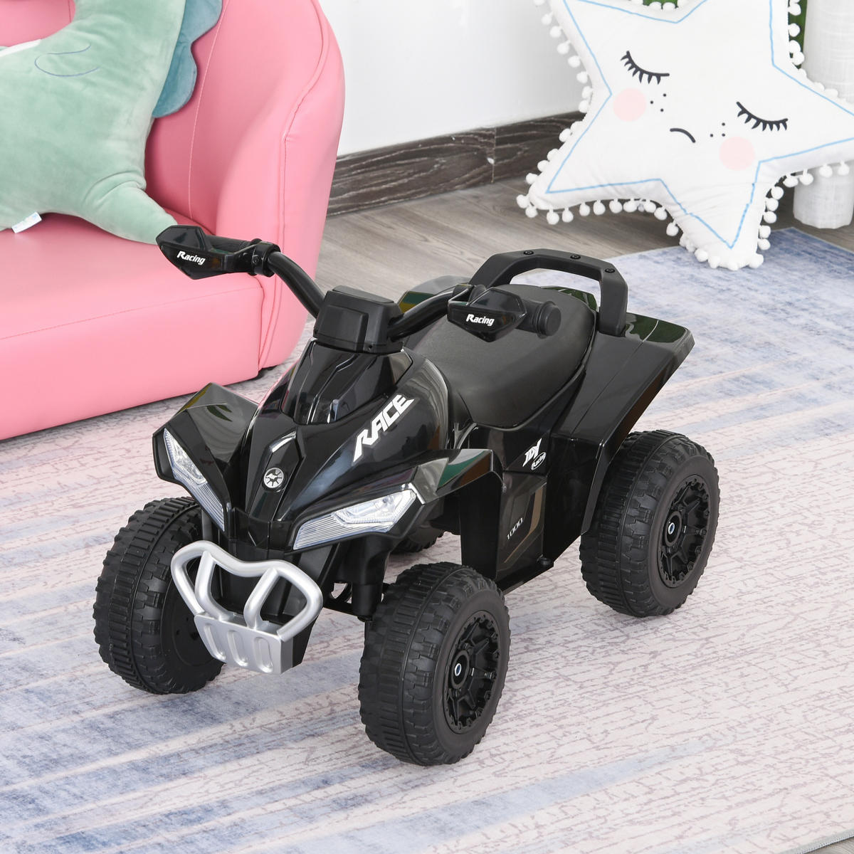 KINDERQUAD DE-16952 LED-Licht & Sound Schwarz - Schwarz, Kunststoff (67/38/44cm) - ComfortXL