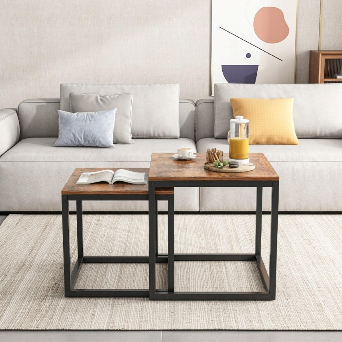 COUCHTISCH 2er Set, braun - Braun, Holzwerkstoff (52/55/50cm)