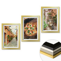 WANDBILDER 3er Set - 20x30 cm Goldrahmen - Charmante Straßen mit Pizza - Goldfarben, Kunststoff (20/30cm) - ArtPrintCave