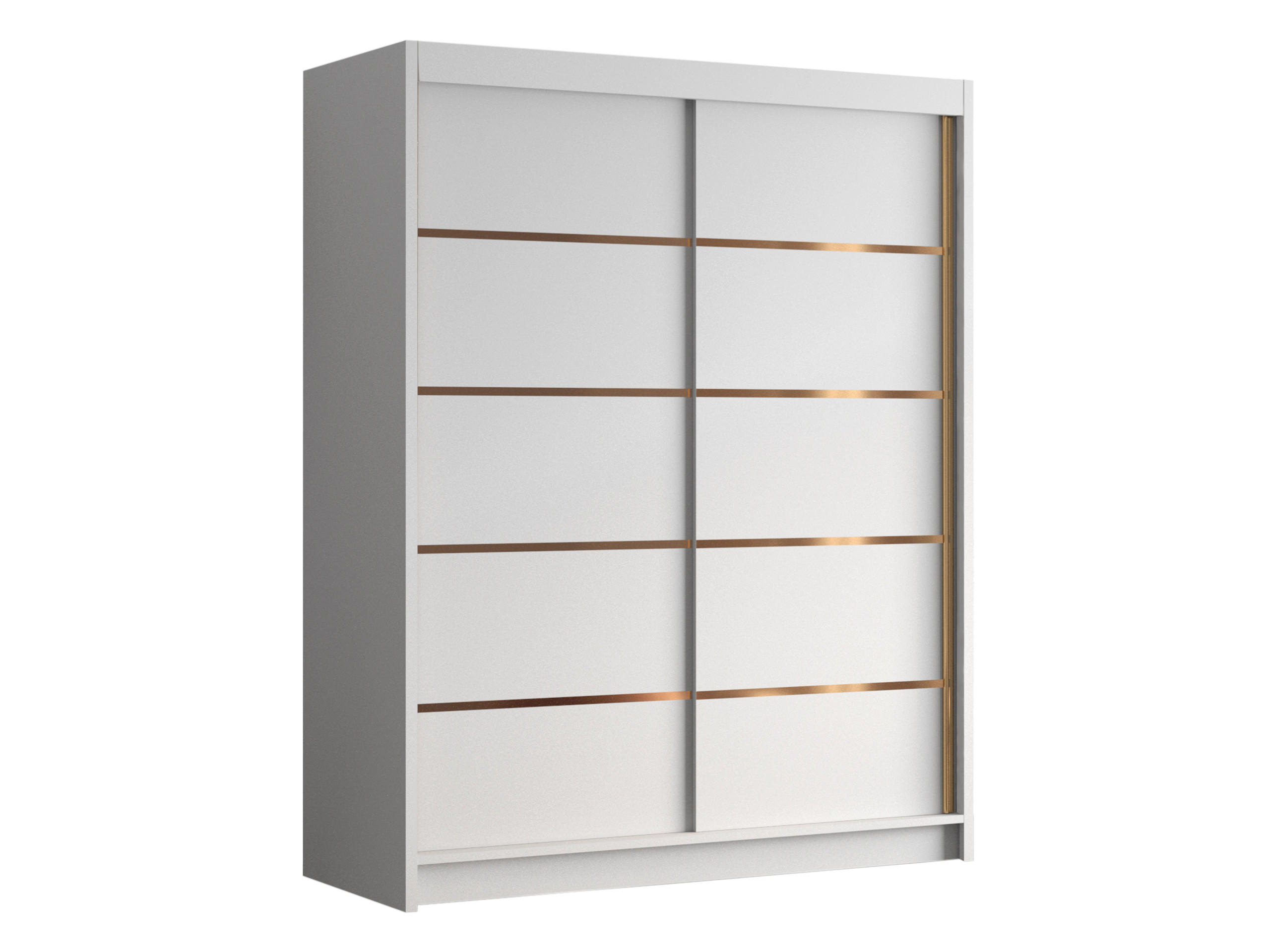 SCHIEBETÜRENSCHRANK Flavio IV - Goldfarben/Weiß, Holzwerkstoff/Metall (150/200/58cm) - MIRJAN24