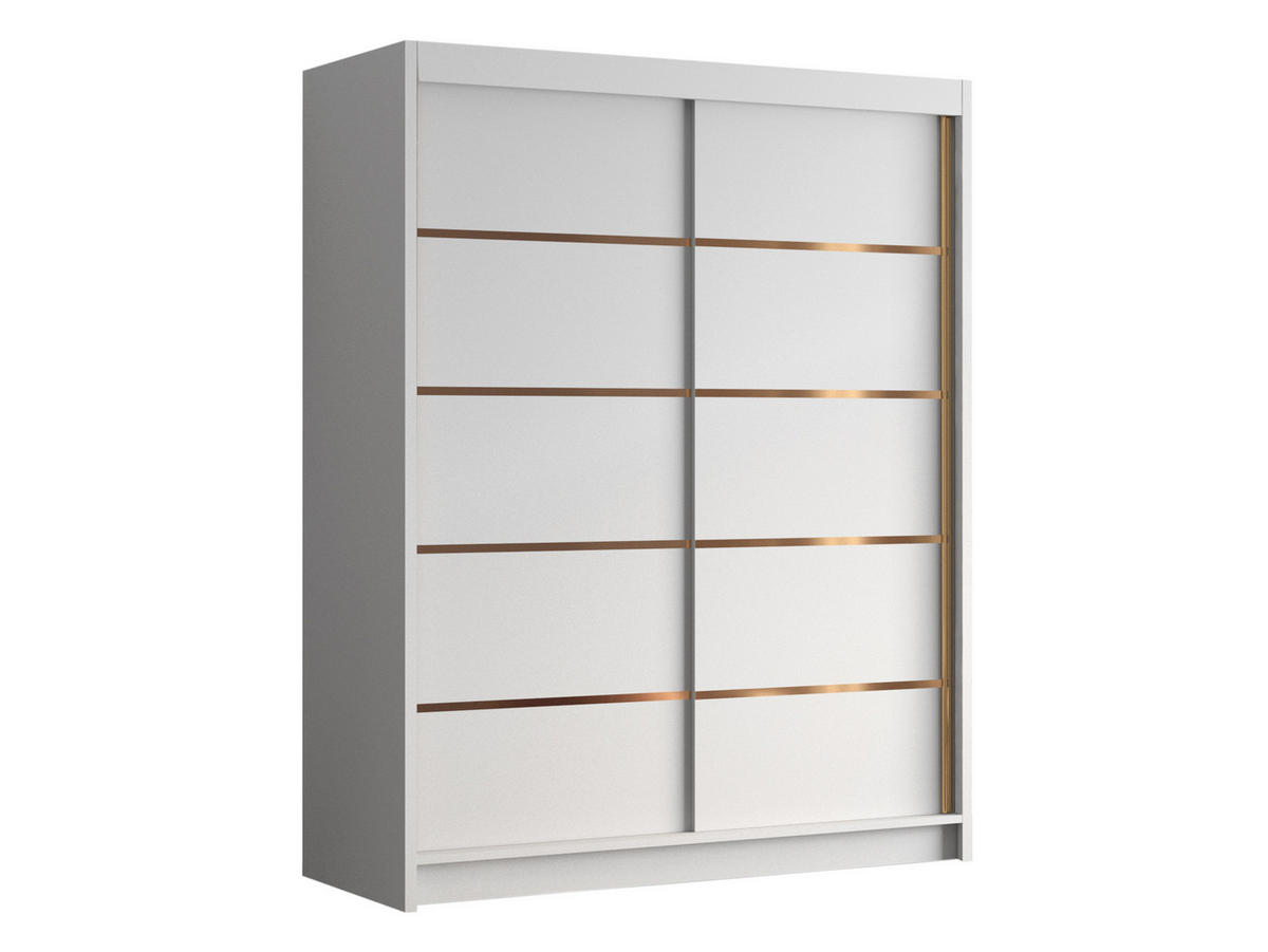 SCHIEBETÜRENSCHRANK Flavio IV - Goldfarben/Weiß, Holzwerkstoff/Metall (150/200/58cm) - MIRJAN24
