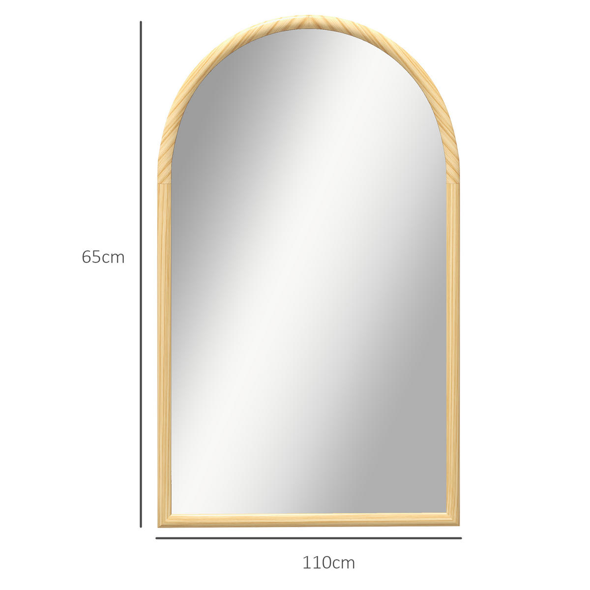 WANDSPIEGEL Naturfarben 65/110 cm - Naturfarben, Glas (65/110/3.5cm) - PANGIVO