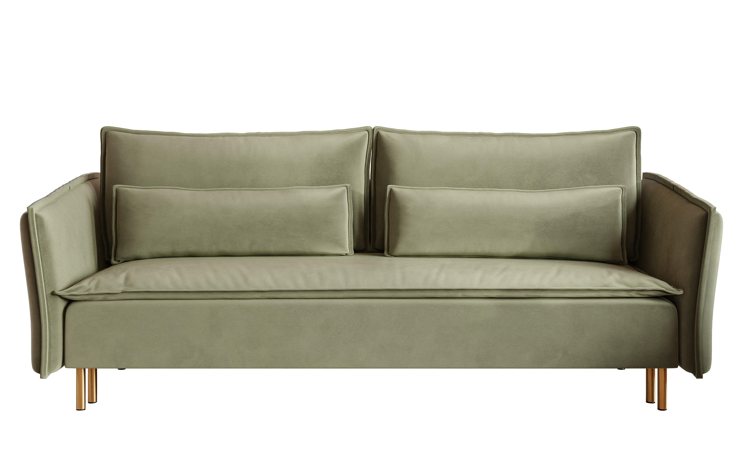 SCHLAFSOFA Ummo Salbeigrün Velours - Salbeigrün/Goldfarben, Textil/Metall (230/88/90cm) - Selsey