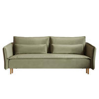 SCHLAFSOFA Ummo Salbeigrün Velours - Salbeigrün/Goldfarben, Textil/Metall (230/88/90cm) - Selsey