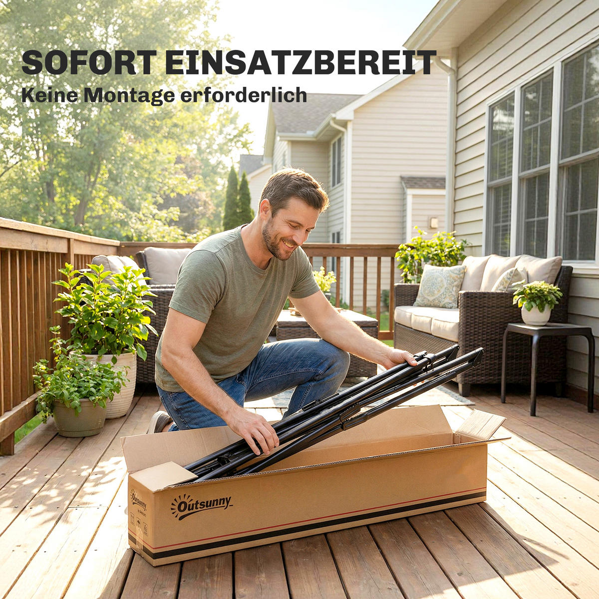 HÄNGEMATTENGESTELL Stahl Schwarz - Schwarz, Metall (290/78/100cm) - Outsunny