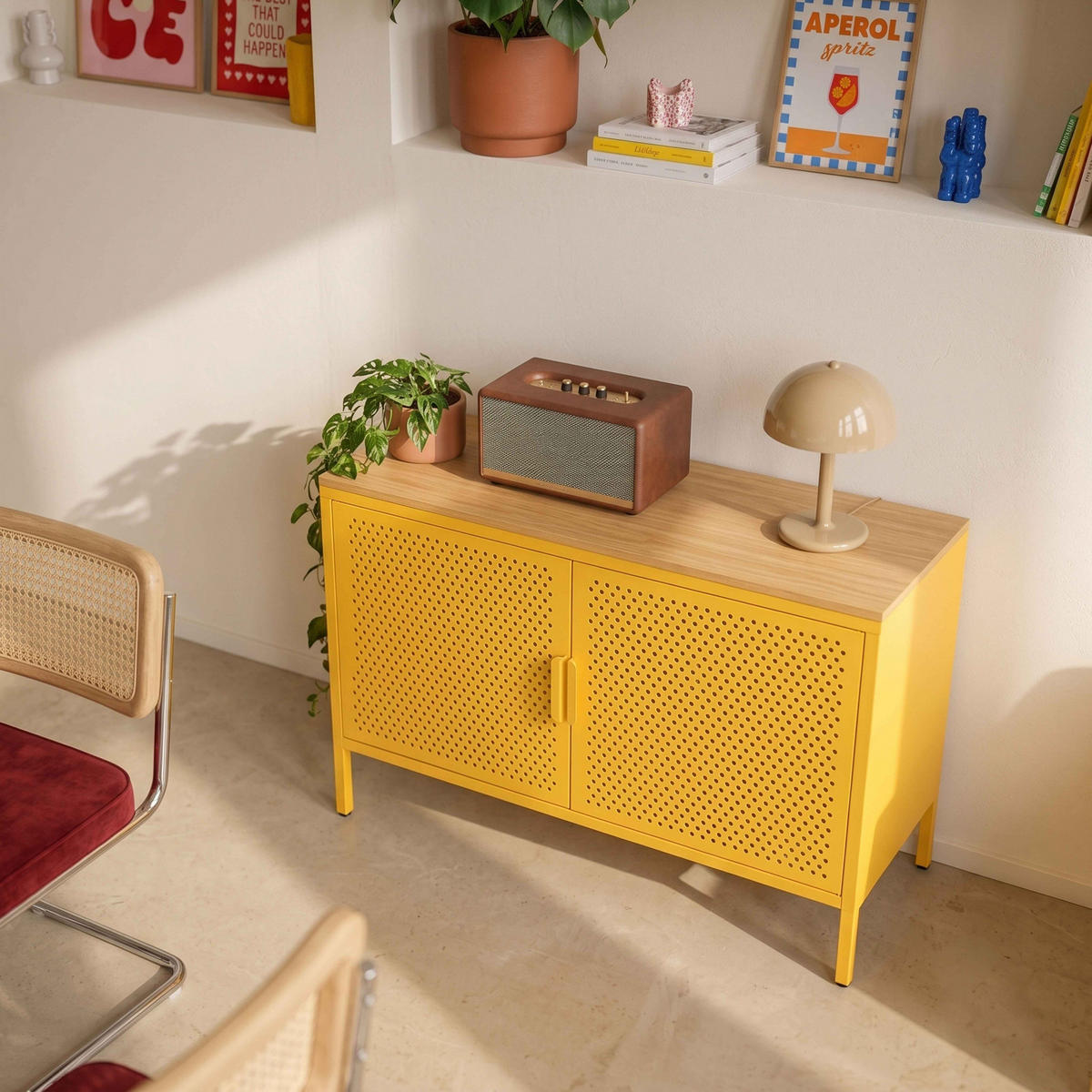 SIDEBOARD 100 cm, Gelb - Gelb, Metall (100/60/40cm) - Oviala