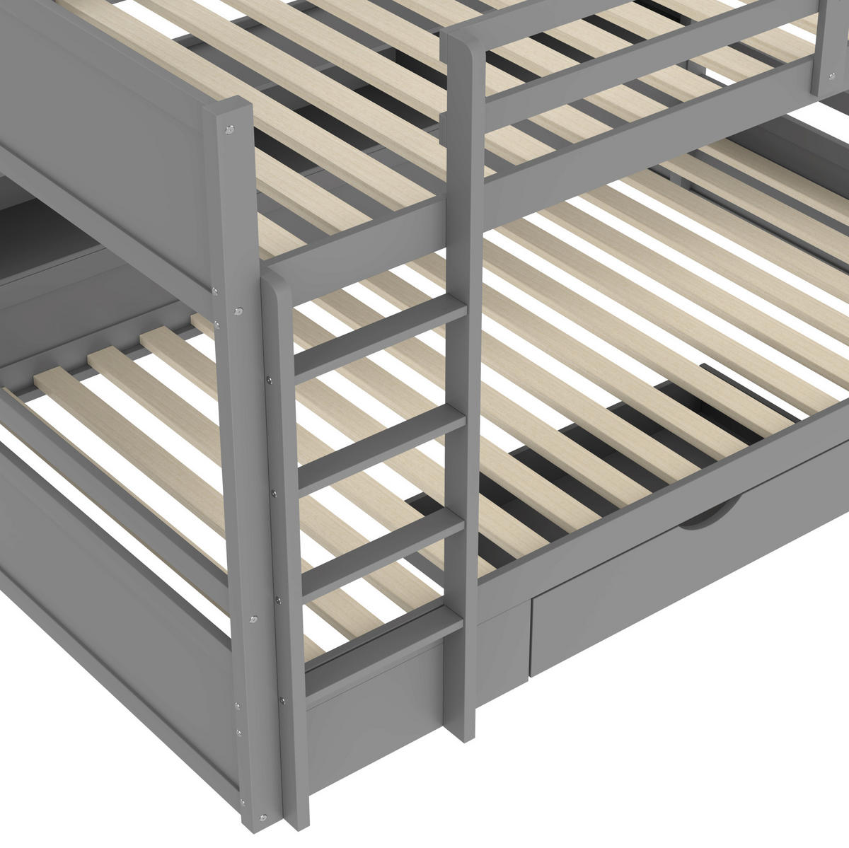 ETAGENBETT 90/200 cm Grau mit Schublade und Ablagefächern - Grau, Holz (90/200cm) - BEAOK