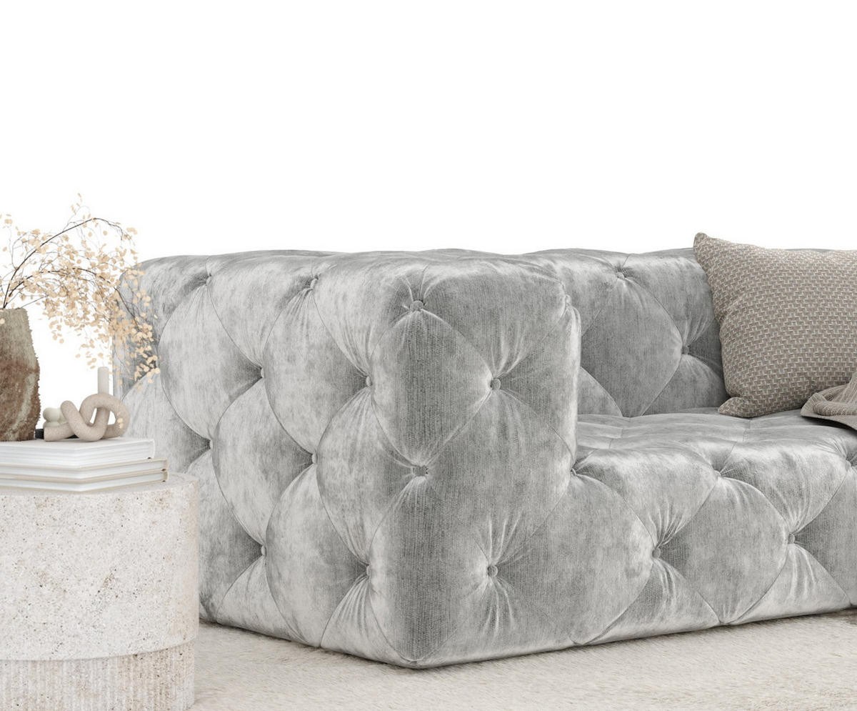 2-SITZER-SOFA Cosimo Hellgrau Chenille - Hellgrau/Schwarz, Holz/Holzwerkstoff (193/71/100cm) - Maison de Reve