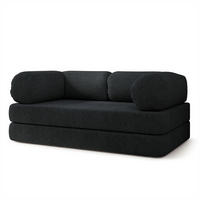 POHOVKA z pěny EIREN s funkcí spaní Buklé látka Černá - černá, textil (170/68/80cm) - MASSENO