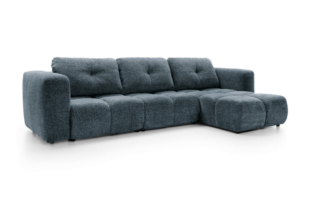 ECKSOFA ARTE 03 Dunkelblau Chenille mit Schlaffunktion - Dunkelblau, Holz (336/177cm) - MASSENO