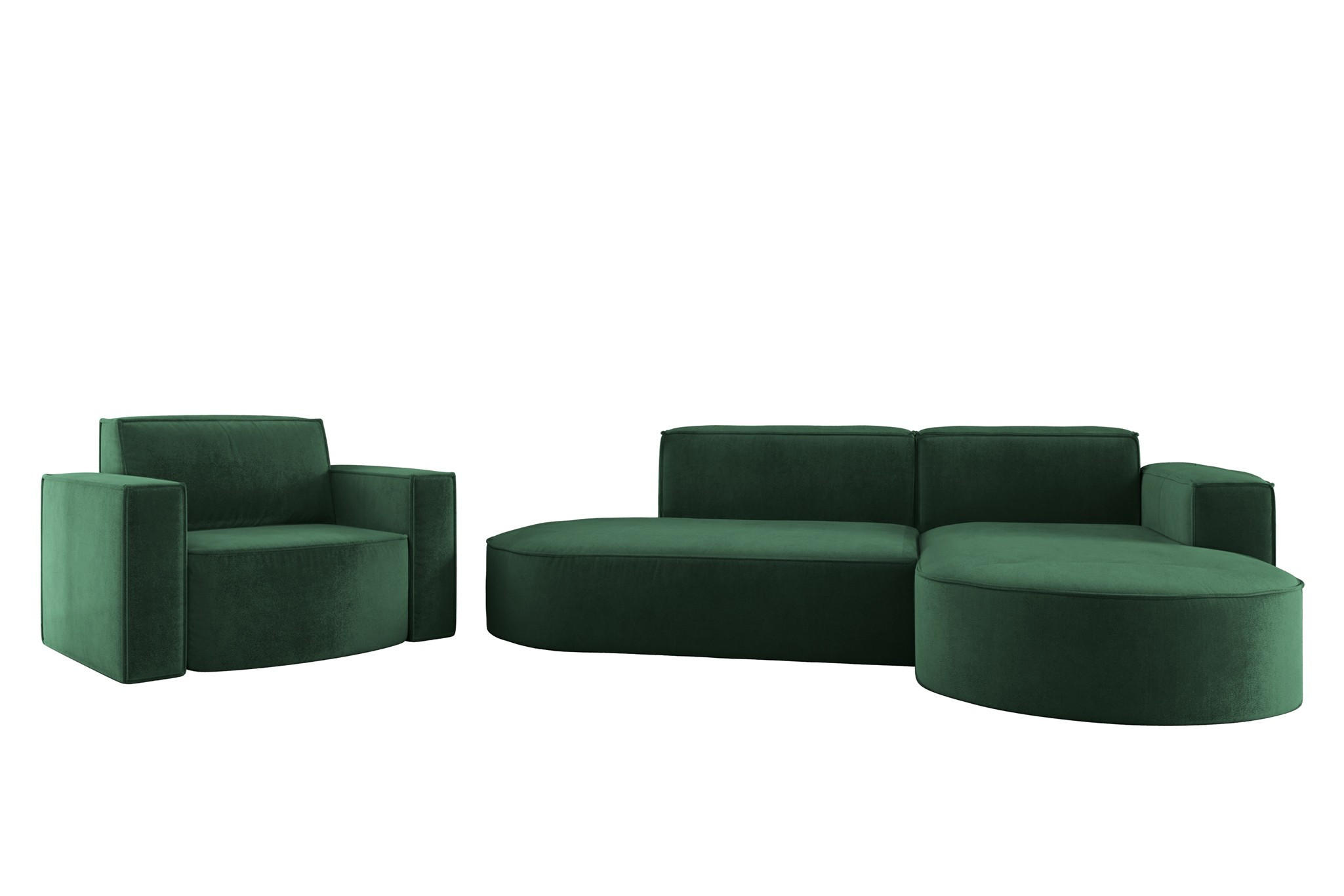 SOFASET Palma In Noel - Grün, Holzwerkstoff/Textil (236/78/165cm) - Fun Möbel