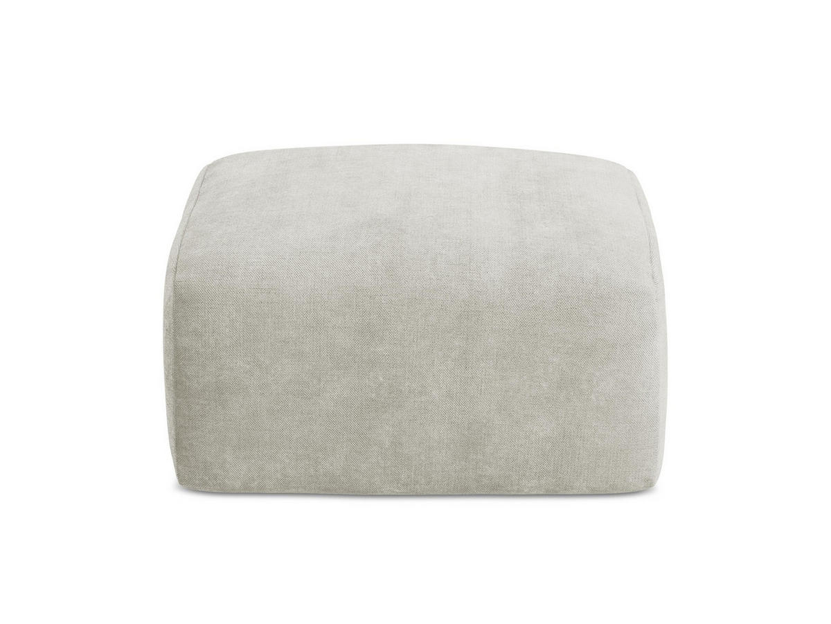 POUF Chenille Stoff Creme - Perlmutt/Schwarz, Holzwerkstoff/Kunststoff (65/40/65cm) - Makamii