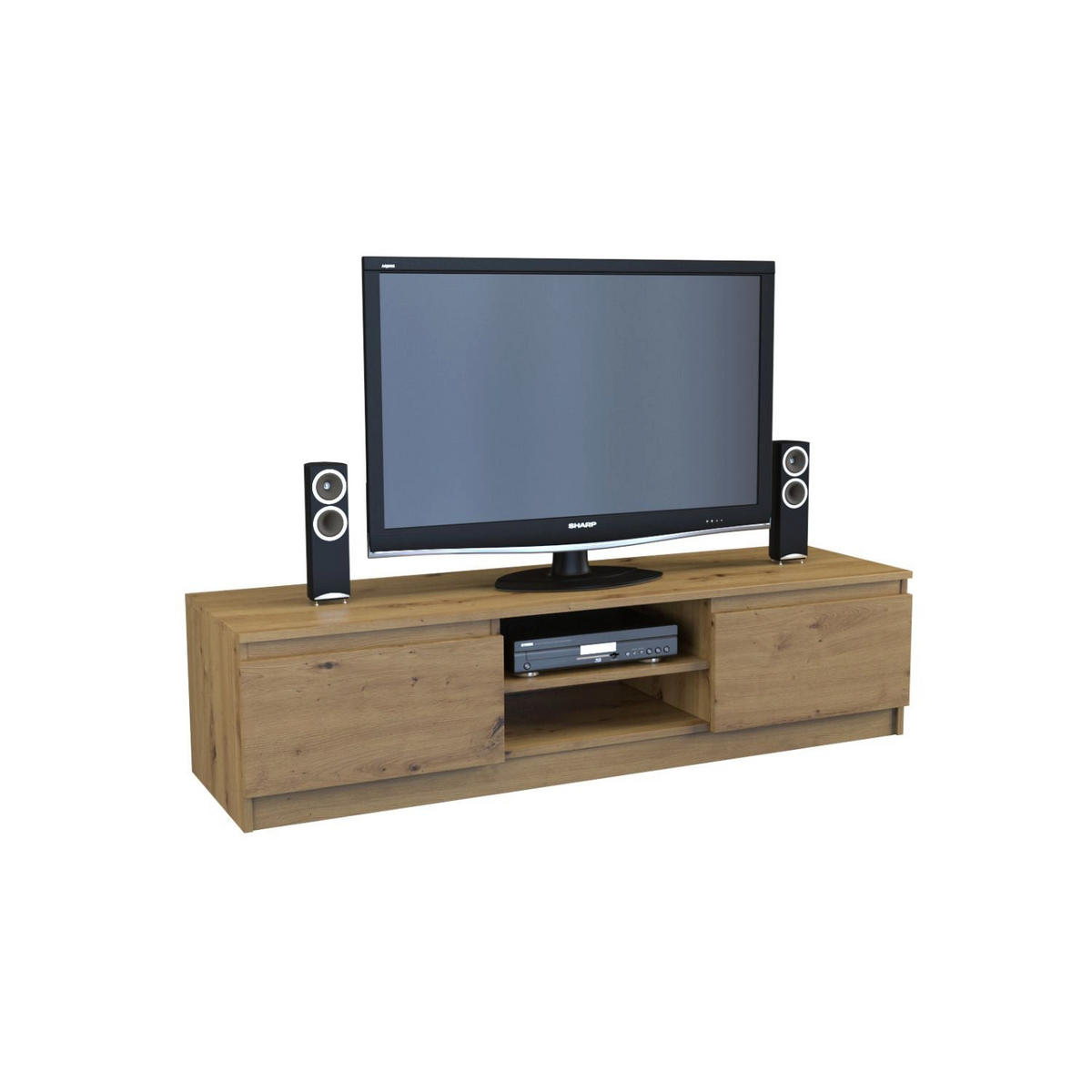 TV Lowboard Frank - Weiß Hochglanz/Anthrazit, Holzwerkstoff (140/36/40cm) - kommodly