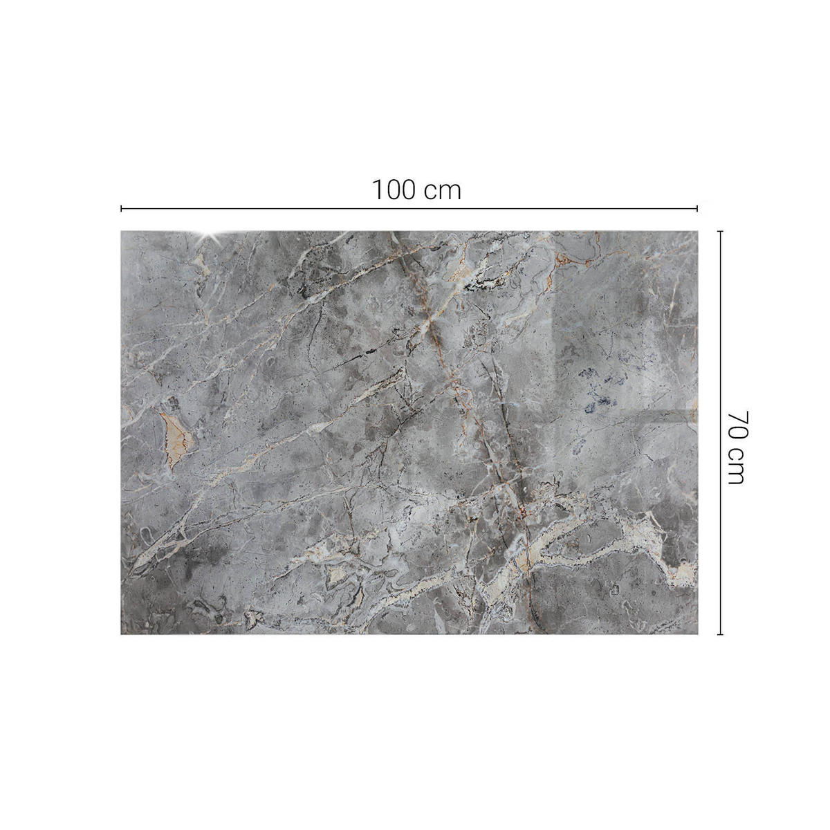 TISCHPLATTE 100x70 cm Naturmarmor Optik - Goldfarben/Grau, Glas (100/70/0.4cm) - TULUP