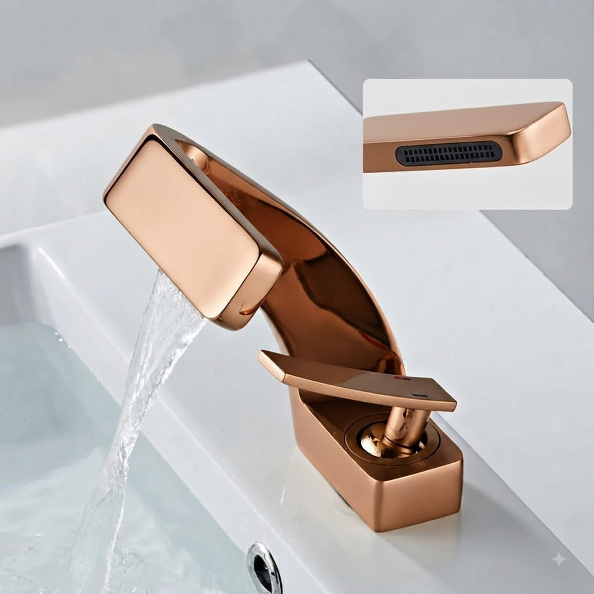 BADEZIMMERARMATUR, 15 x 13 cm, Roségold - Roségold, Metall (25/10/20cm) - Vallsero