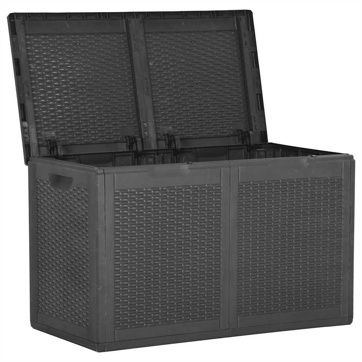 GARTEN-AUFBEWAHRUNGSBOX 180 L Schwarz PP Rattan - Schwarz, Kunststoff (80.5/51/44.5cm) - furnicato