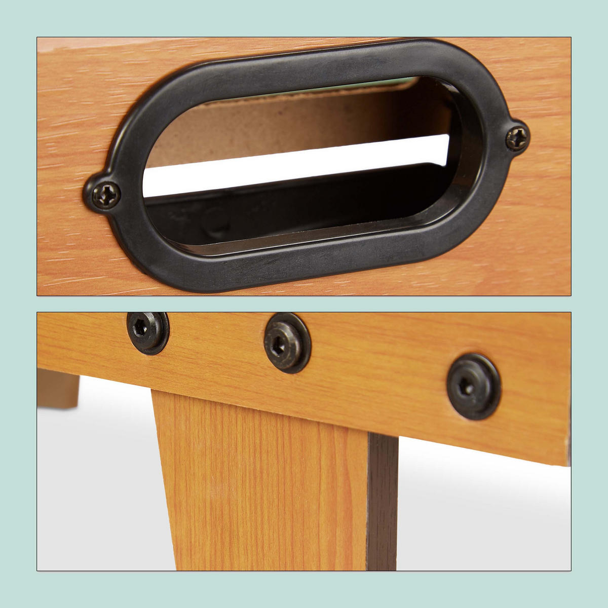 TISCHKICKER Braun Grün MDF - Hellbraun, Holzwerkstoff/Kunststoff (69/60cm) - Relaxdays