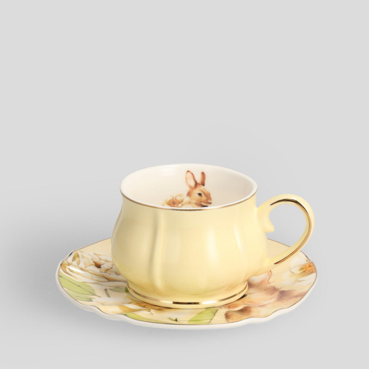 TASSE MIT UNTERTASSE Fenillabunny - Multicolor, Keramik (14.8/6/14.8cm) - home&you