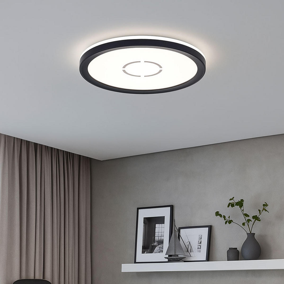 LED DECKENLEUCHTE Schwarz Backlight - Schwarz, Kunststoff (29.3/29.3/2.8cm) - Briloner