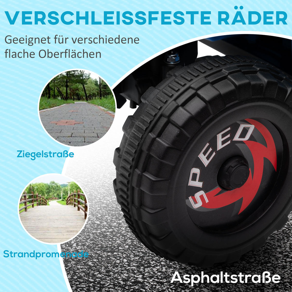 MINI ELEKTRO-QUAD KINDER, Blau/Rosa/Weiß, Kunststoff+ Metall - Blau, Metall (70/41.5/48.5cm) - HOMCOM