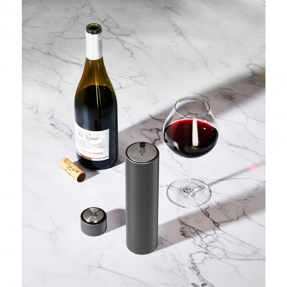 KORKENZIEHER Elektrisch Line Reverse 21cm Carbon - Grau, Metall (5.5cm) - PEUGEOT