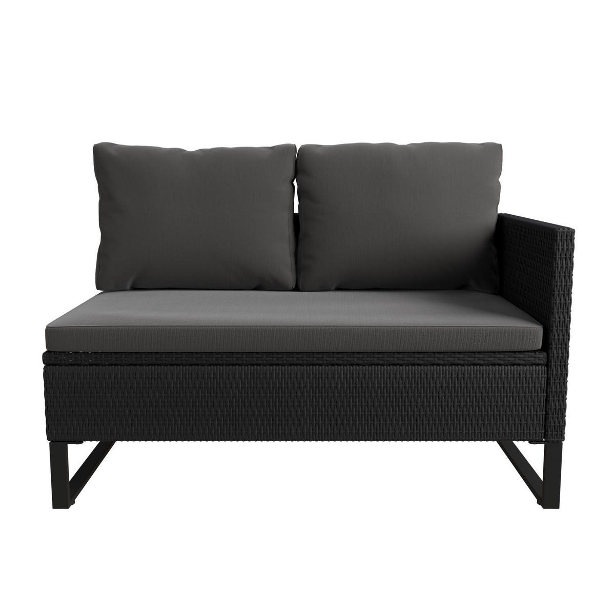 LOUNGEGARNITUR Santorini schwarz / grau inkl. Abdeckung - Schwarz, Kunststoff/Metall - Juskys